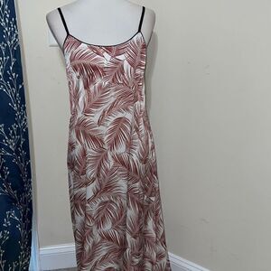 Lauren Vidal Palm Leaf Sleeveless Adjustable Strap Maxi Dress sz S Small